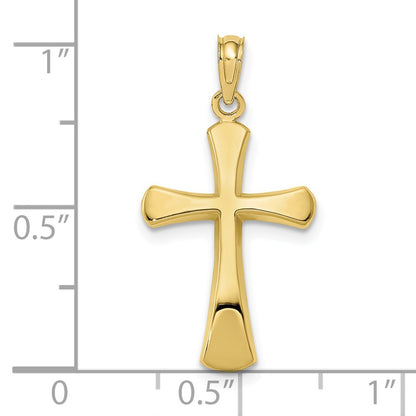 10K Polished Beveled Cross with Rounded Tips Charm