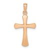 10K Rose Gold Polished Beveled Cross with Rounded Tips Charm