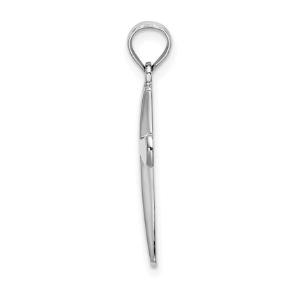 10K White Gold Polished Beveled Cross with Rounded Tips Charm