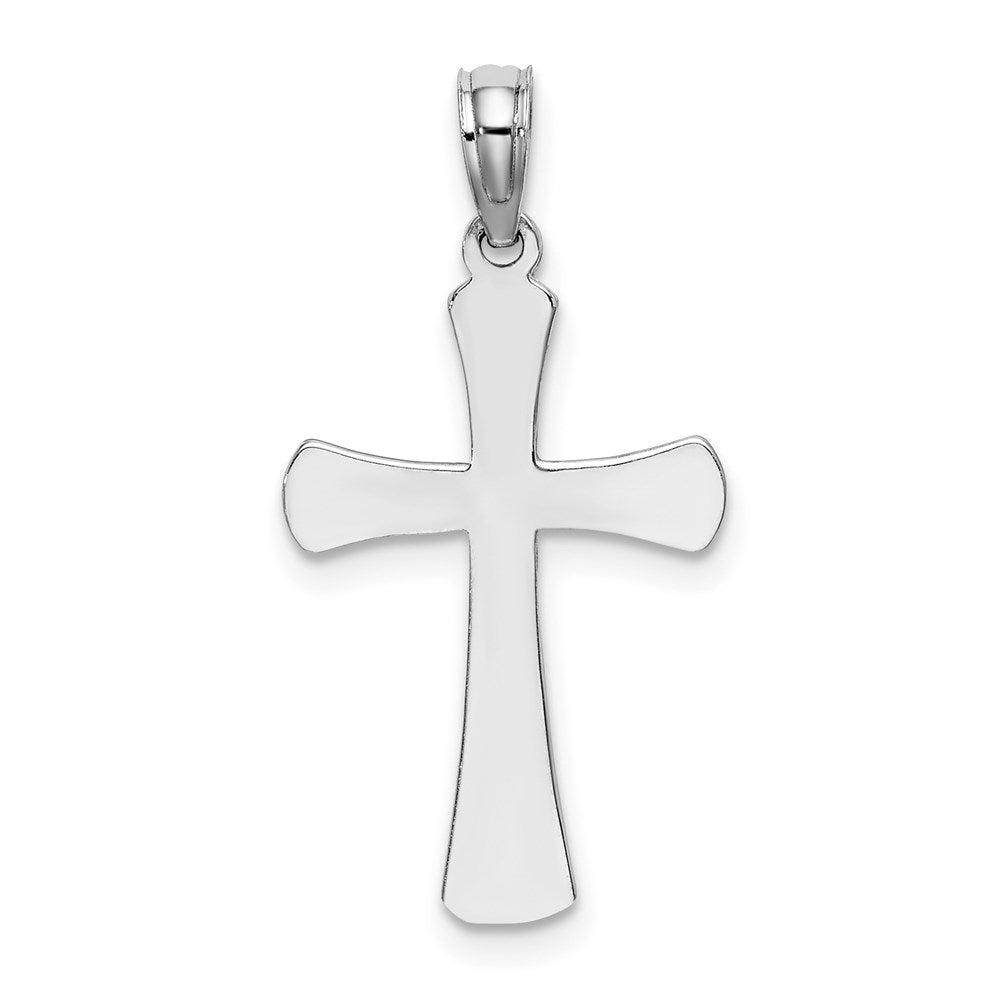 10K White Gold Polished Beveled Cross with Rounded Tips Charm