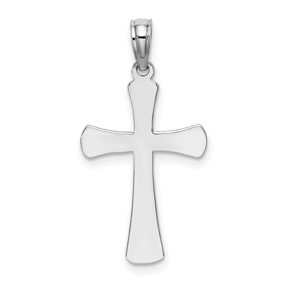 10K White Gold Polished Beveled Cross with Rounded Tips Charm