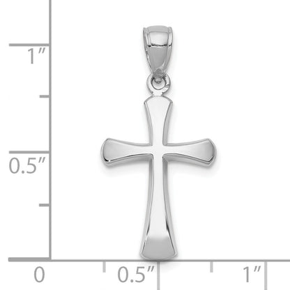 10K White Gold Polished Beveled Cross with Rounded Tips Charm