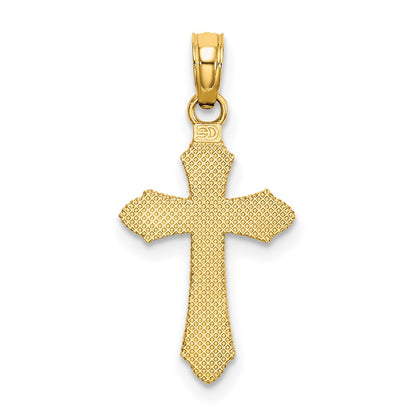 10K Diamond-cut with Beaded Edge Cross Charm