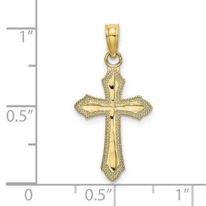 10K Diamond-cut with Beaded Edge Cross Charm