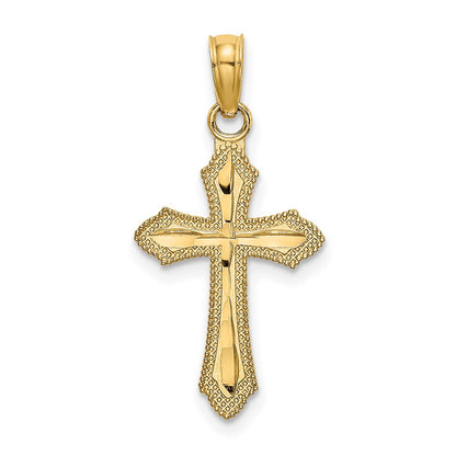 10K Diamond-cut with Beaded Edge Cross Charm