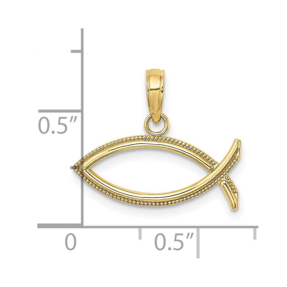 10k Ichthus Fish Horizontal Pendant