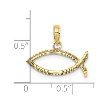 10k Ichthus Fish Horizontal Pendant