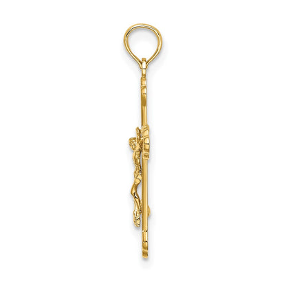 10K Inri Crucifix with Scroll Tips Charm