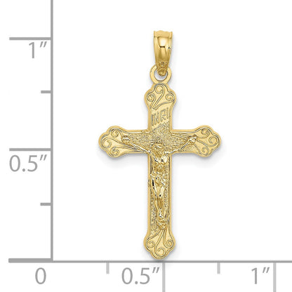 10K Inri Crucifix with Scroll Tips Charm