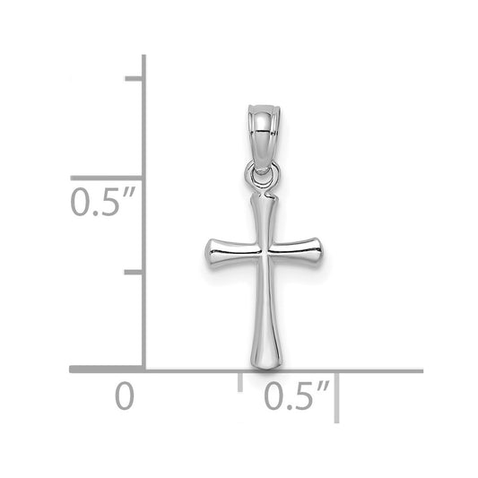 10K White Gold Small Polished Beveled Cross with Rounded tips Charm