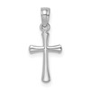 10K White Gold Small Polished Beveled Cross with Rounded tips Charm