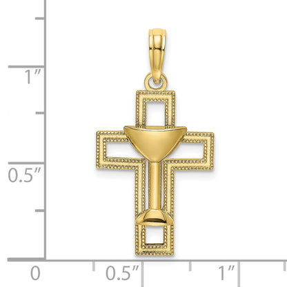 10K Polished Cross with Communion Cup Charm
