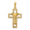 10K Polished Cross with Communion Cup Charm
