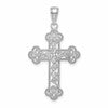10K White Gold Large Textured  Beaded Edge Cross Charm