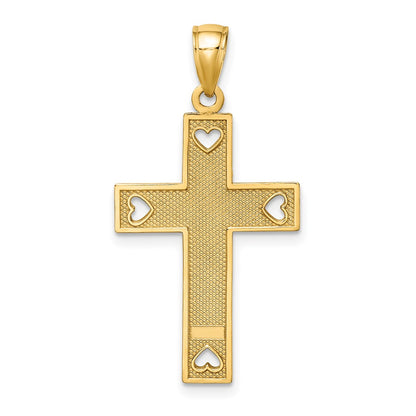 10K  I LOVE JESUS Cross with Hearts Charm