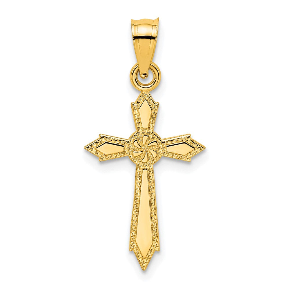 10K w/ Engraved Edges Cross Charm