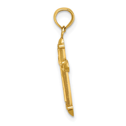 10K Polished with Scroll Design Cross Charm