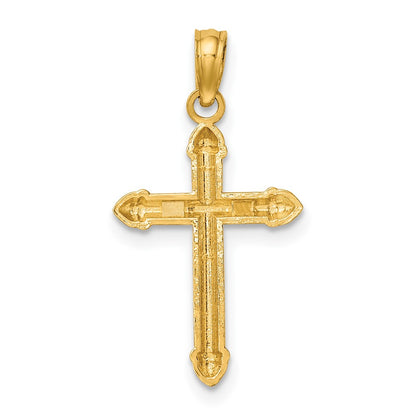 10K Polished with Scroll Design Cross Charm