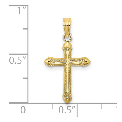 10K Polished with Scroll Design Cross Charm