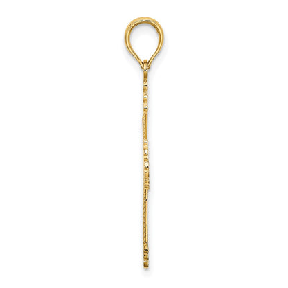 10K Cut-out Striped Cross with Heart Center Charm
