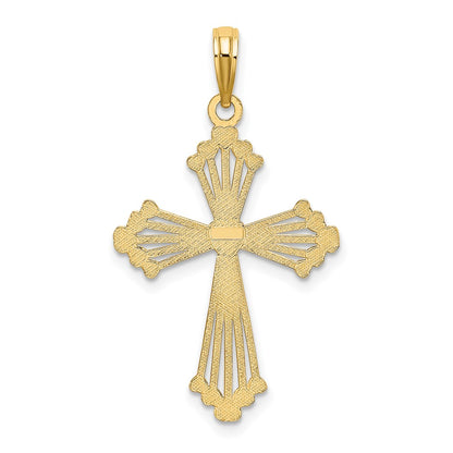 10K Cut-out Striped Cross with Heart Center Charm