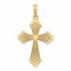 10K Cut-out Striped Cross with Heart Center Charm