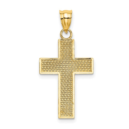 10K Diamond-cut Block Cross Charm