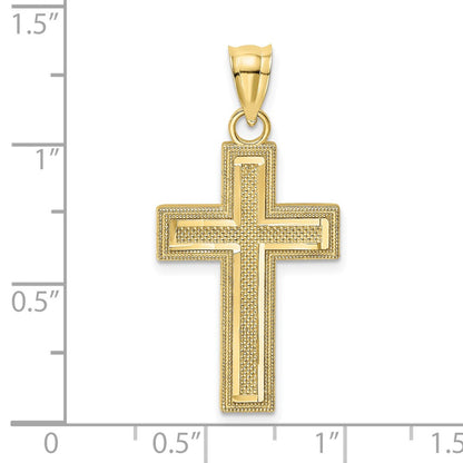 10K Diamond-cut Block Cross Charm