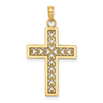 10k Diamond-cut Filigree Cross Pendant