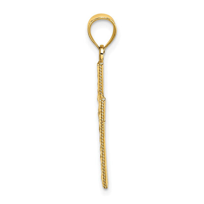 10K Diamond-cut Edge Filigree Center Cross Charm