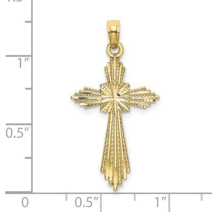 10K Fancy Diamond-cut Cross Charm