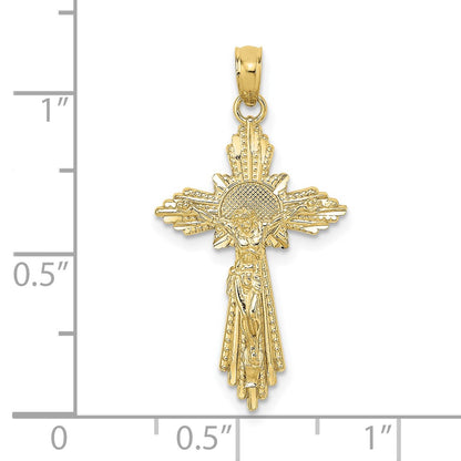 10K Diamond-cut Crucifix Charm