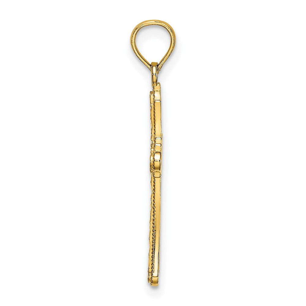 10K Diamond-cut Striped Cross Charm