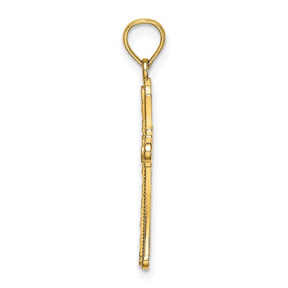10K Diamond-cut Striped Cross Charm