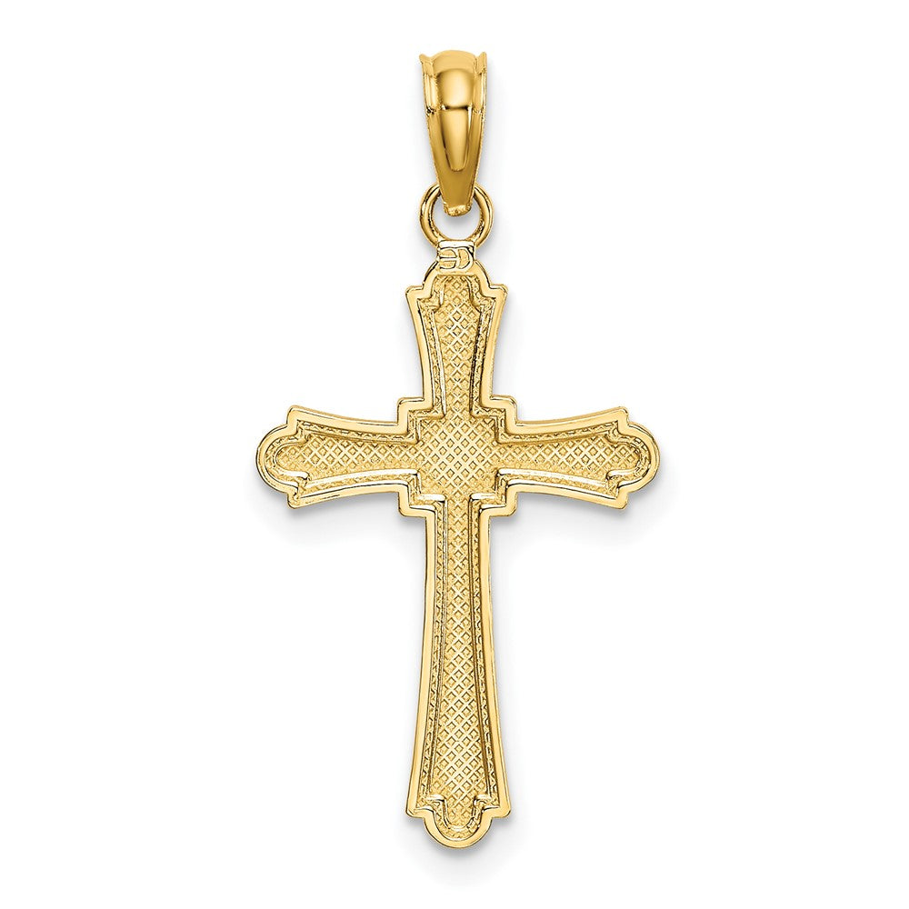 10K Diamond-cut Striped Cross Charm
