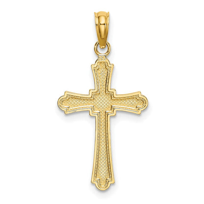 10K Diamond-cut Striped Cross Charm