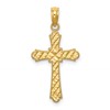 10K Diamond-cut Striped Cross Charm