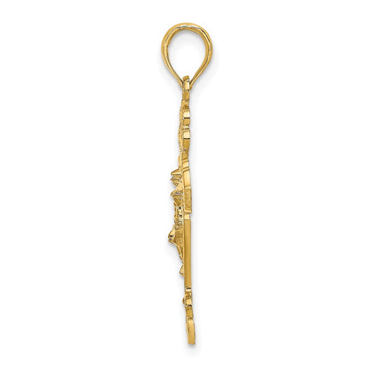 10K Diamond-cut Crucifix with Fancy Tips Charm