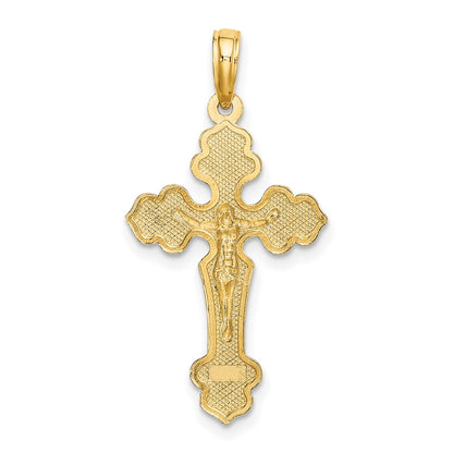 10K Diamond-cut Crucifix with Fancy Tips Charm