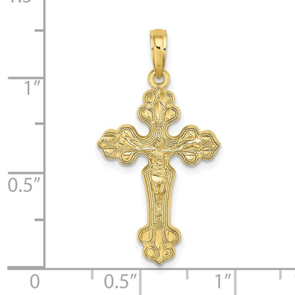 10K Diamond-cut Crucifix with Fancy Tips Charm