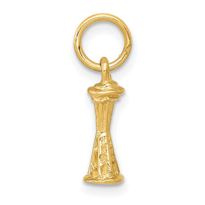 10k Solid Polished 3-D Seattle Space Needle Charm