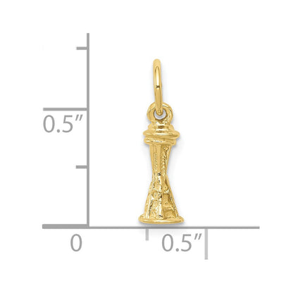 10k Solid Polished 3-D Seattle Space Needle Charm