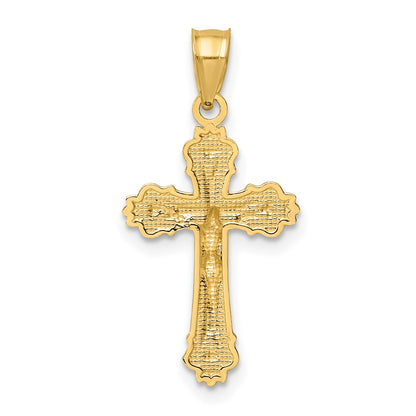 10K Textured Scalloped Edge Crucifix Charm