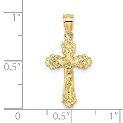 10K Textured Scalloped Edge Crucifix Charm