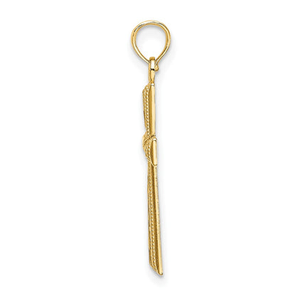 10K Diamond-cut Textured Cross Charm