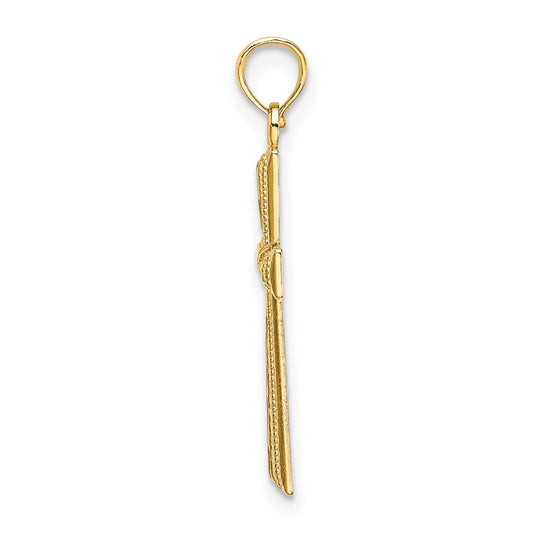 10K Diamond-cut Textured Cross Charm