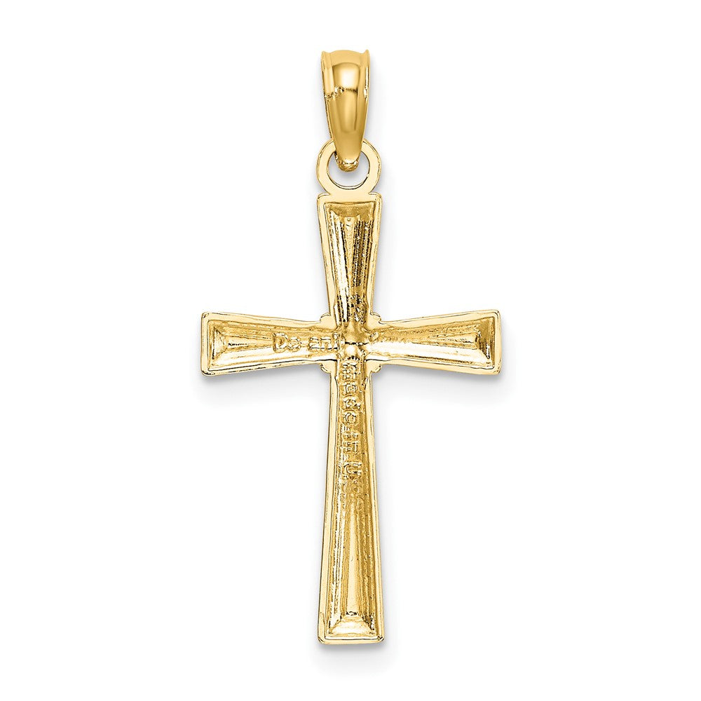 10K Diamond-cut Textured Cross Charm