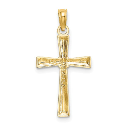 10K Diamond-cut Textured Cross Charm