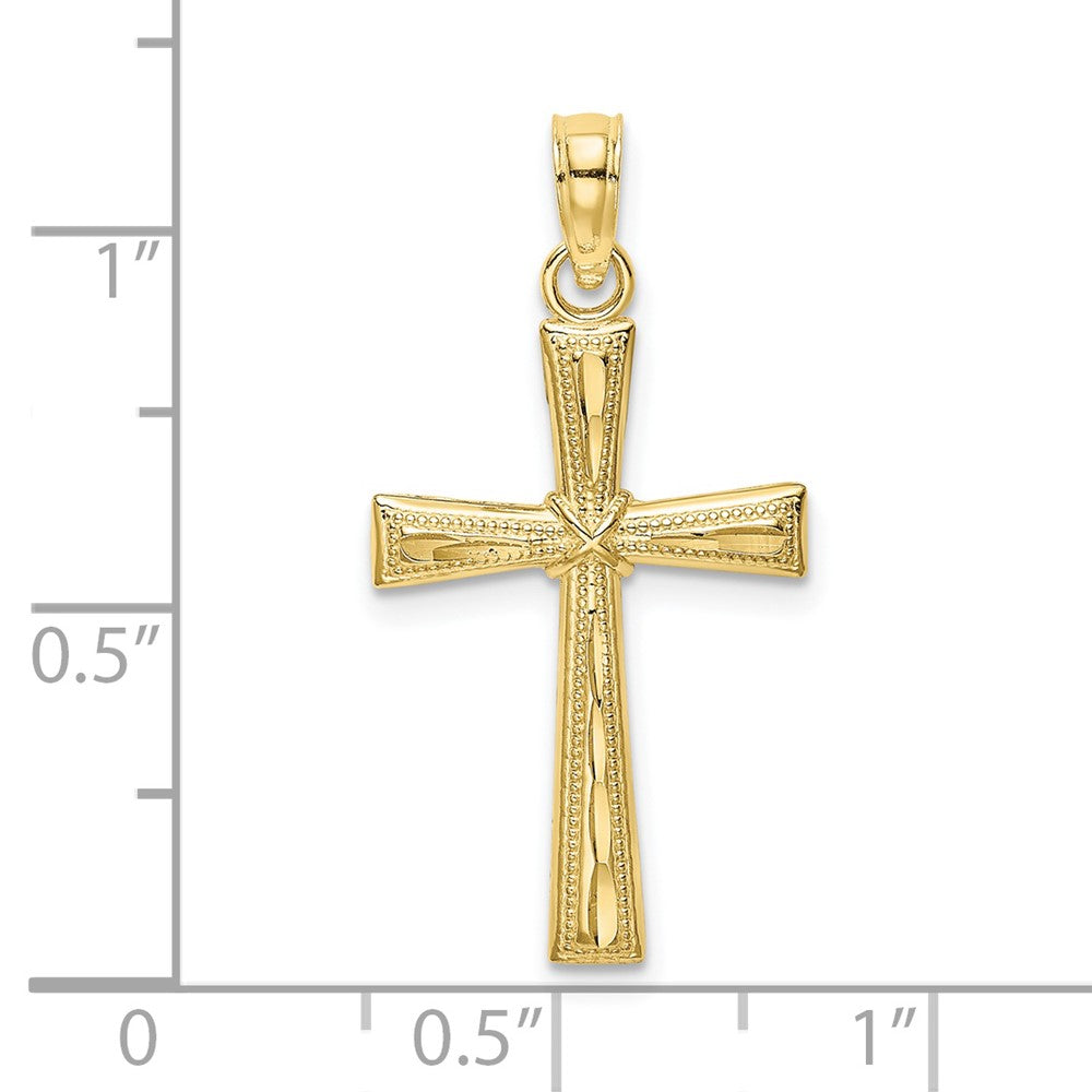 10K Diamond-cut Textured Cross Charm