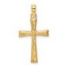 10K Diamond-cut Textured Cross Charm